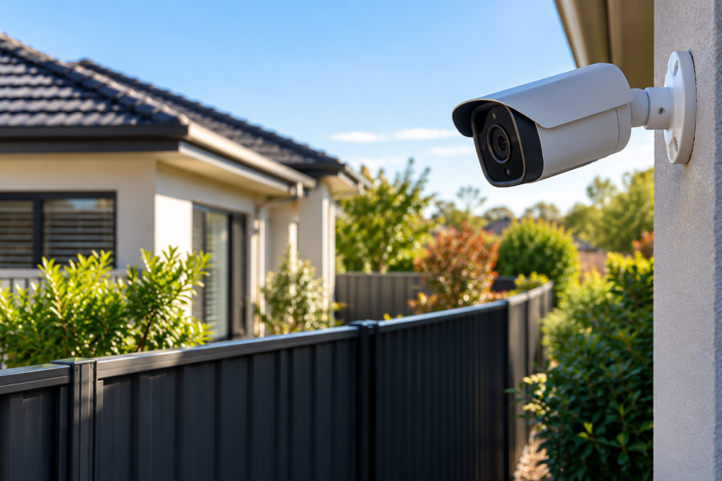 camera overlooking garden fence